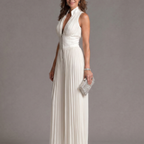 Zaria | Pleated Halter Neck Wide Leg Jumpsuit