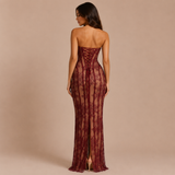 Marija - Halter Maxi Haljina sa Korsetom i Prilagođenom Siluetom