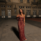 Marija - Halter Maxi Haljina sa Korsetom i Prilagođenom Siluetom