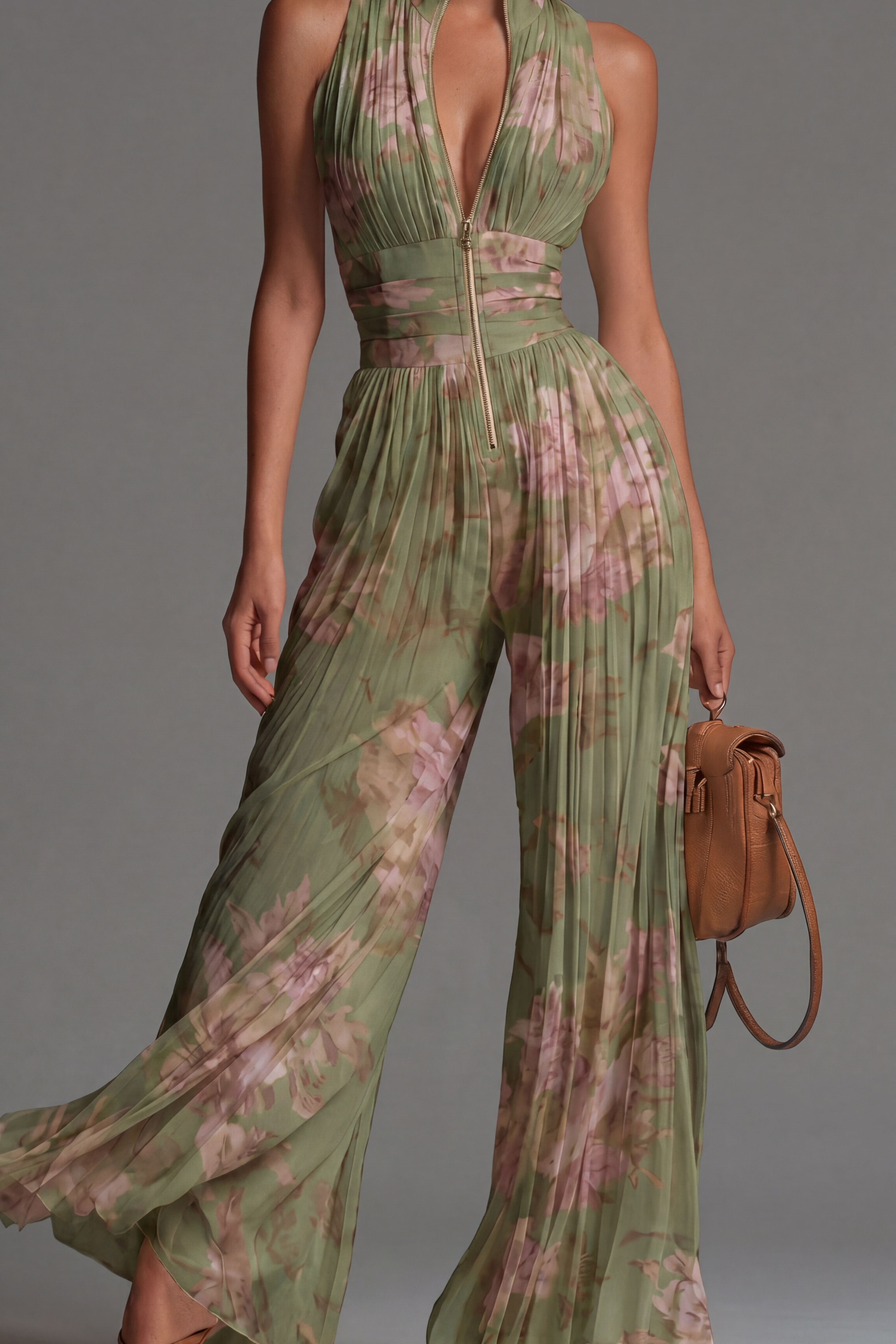 Rosie | Pleated Floral Chiffon Jumpsuit