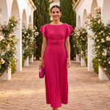 Seraphina | Elegantna Maxi Haljina sa Plisiranjem i Uvezanom Strukom