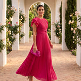 Seraphina | Elegantna Maxi Haljina sa Plisiranjem i Uvezanom Strukom