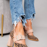 Selveta | Papuče od materijala sa leopard printom i stabilnim potpeticama