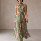 Livia | Elegantna Maxi Halter Haljina sa Cvećem