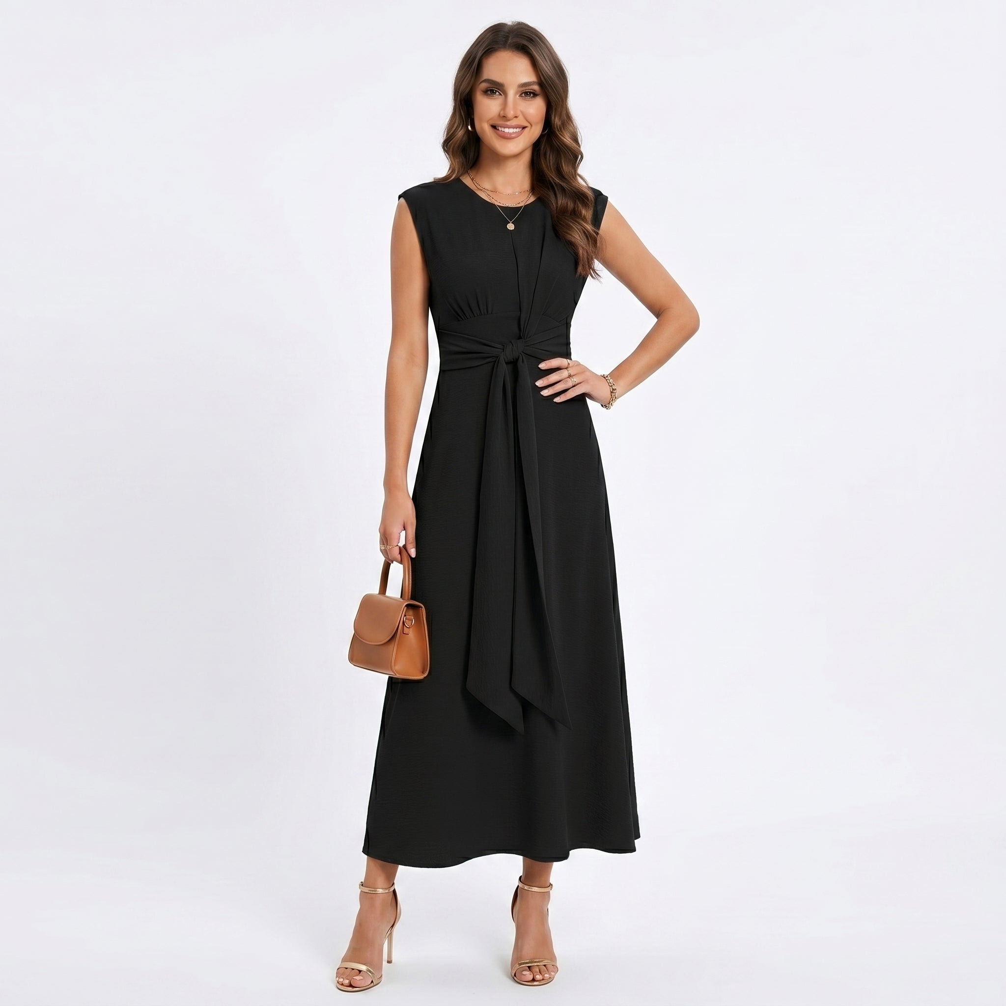 Emilia - Elegantna maxi haljina bez rukava sa okruglim izrezom