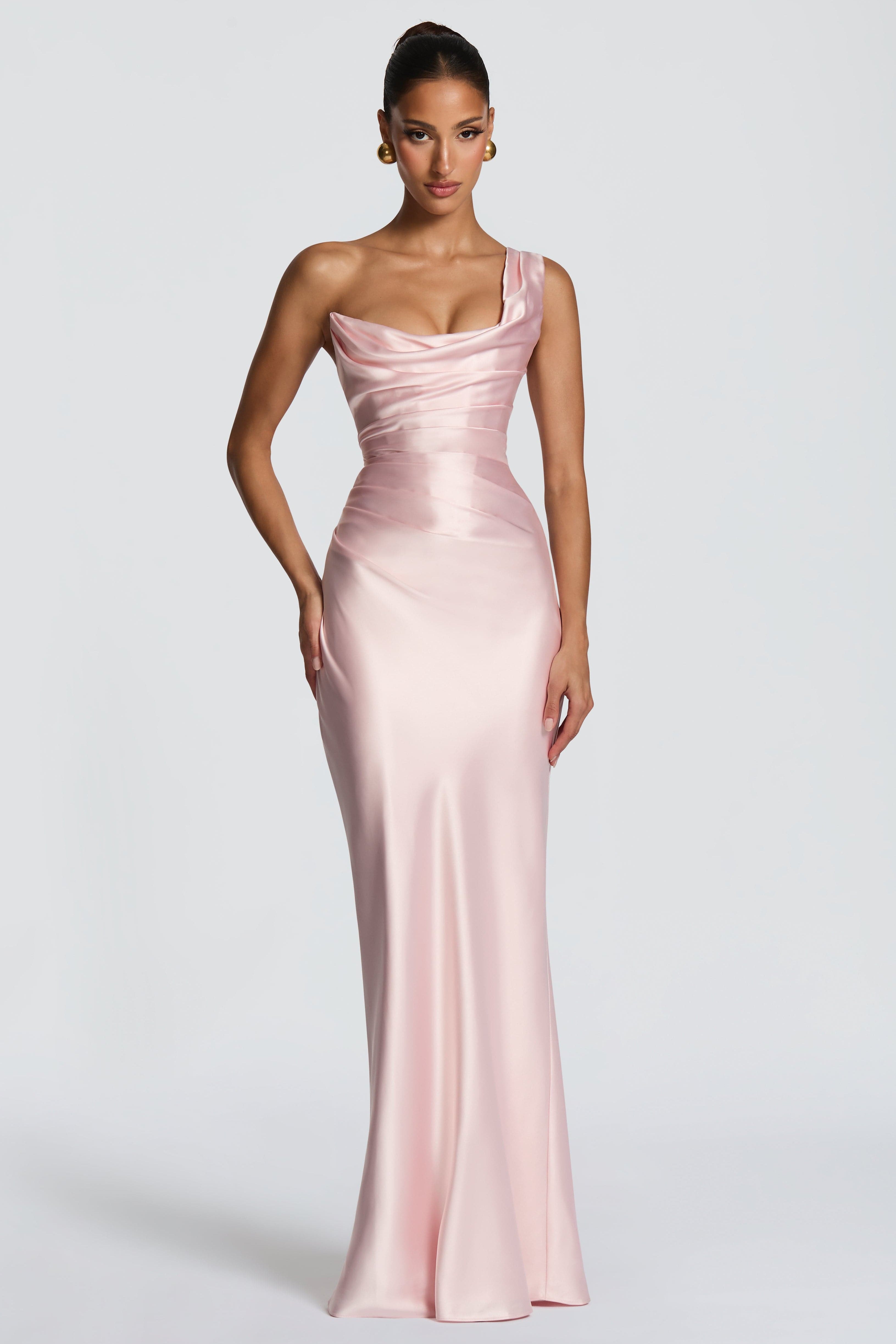 Haljina Ana™ - Asimetrična Elegancija sa Satenskim Tokom